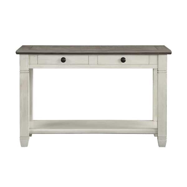 EVERGLADE HOME Roux 48 in. Rosy Brown and Antique White Rectangular Wood Console Table with Drawer