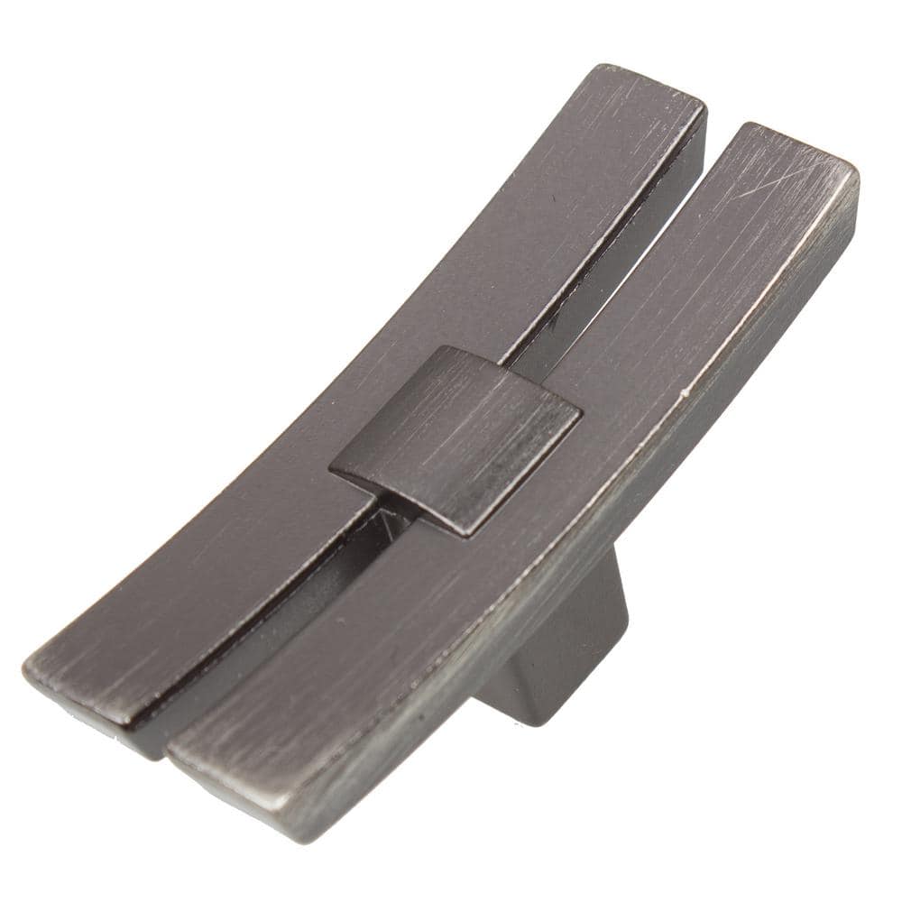 Brushed Pewter Dual Bar Cabinet Knob Set with Mounting Hardware