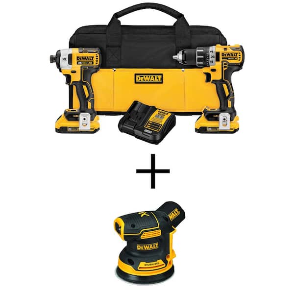DEWALT 20V MAX XR Cordless Brushless Drill/Impact 2 Tool Combo Kit, 20V MAX XR 5 in. Sander, and (2) 20V 2.0Ah Batteries