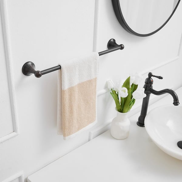 3-Piece Bath Hardware Set Accessories with 18,24 in. 2-Towel Bars/Racks and Towel Ring Included in Oil Rubbed Bronze