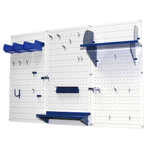 32 in. x 48 in. Metal Pegboard Standard Tool Storage Kit with White Pegboard and Blue Peg Accessories