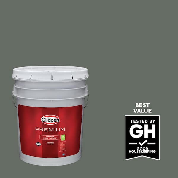 Glidden Premium 5 gal. PPG1033-6 Gunmetal Gray Semi-Gloss Interior Latex Paint
