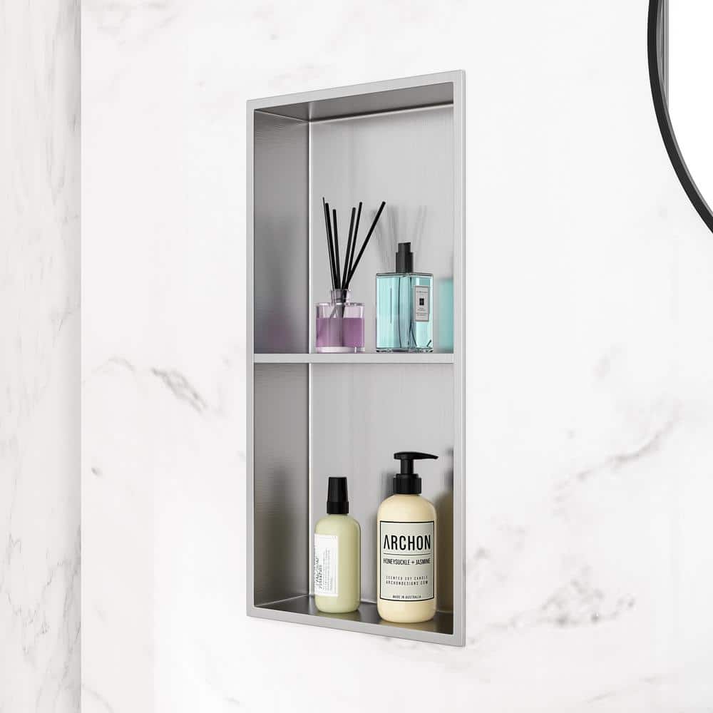 Sarlai 12 in. W x 3.94 in. H x 24 in. D Stainless Steel Shower Niche ...