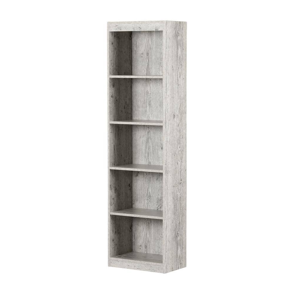 Seaside Pine Adjustable 5-Shelf Narrow Bookcase