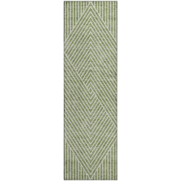 Addison Rugs Mayfield Premium Machine Washable Abstract AMF937 Aloe 2 ft. 3 in. x 7 ft. 6 in. Runner Rug