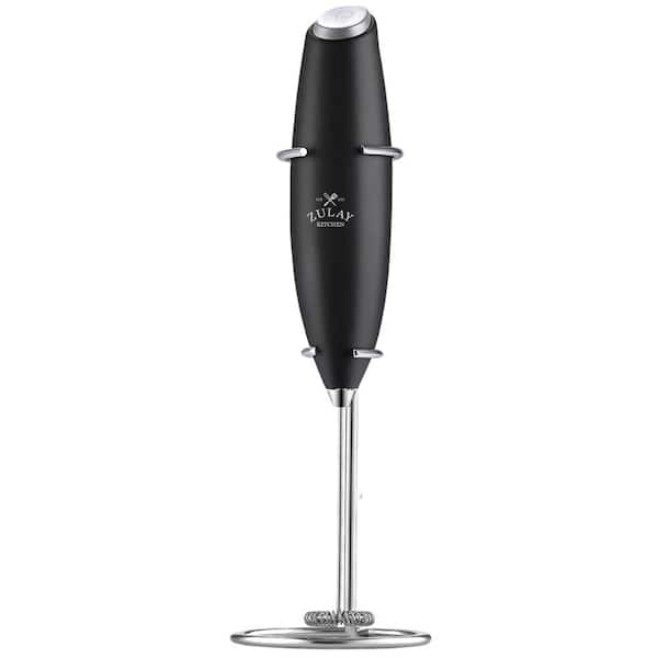 Zulay Kitchen Duracell Powered Black Milk Frothier Wand with Stand