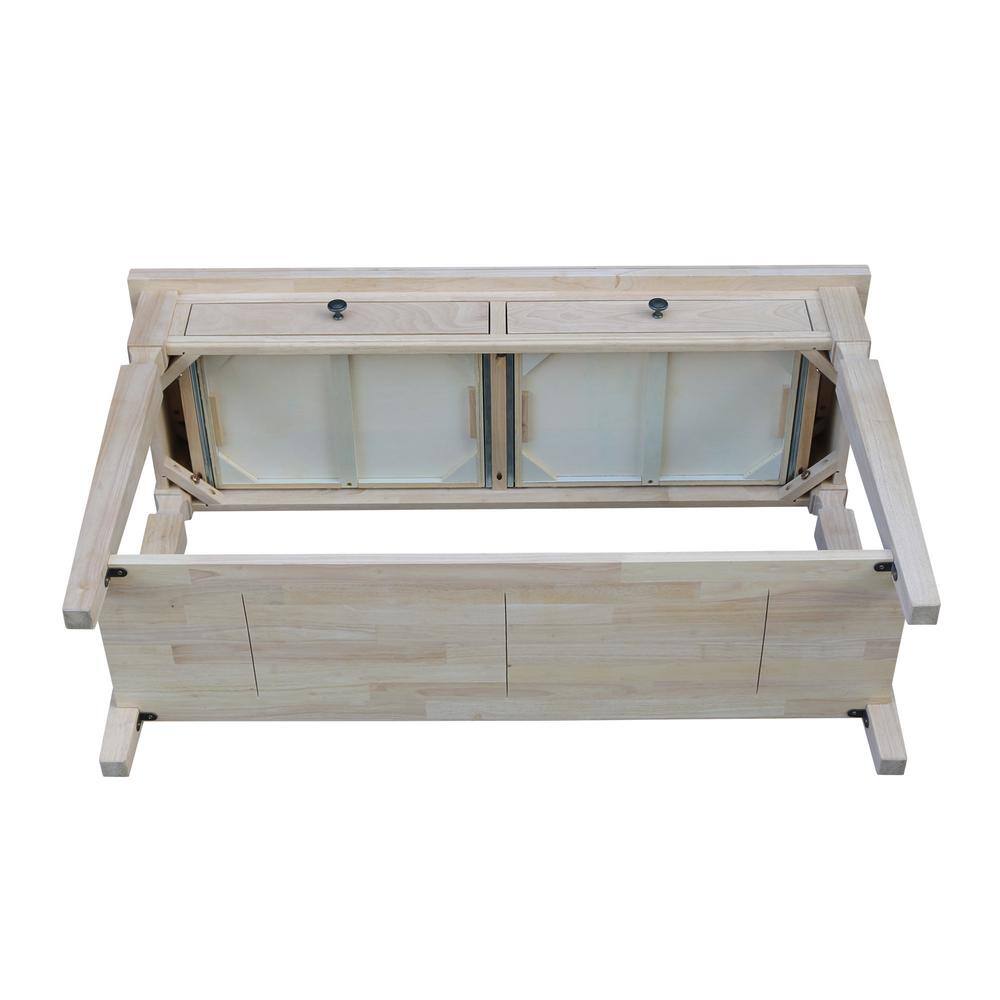 Vista 56'' Unfinished Solid Hardwood Console Table with Storage