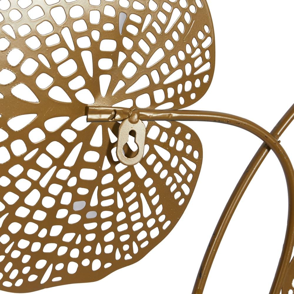 Blue and Gold Metal Floral Wall Sculpture with Gold Trim