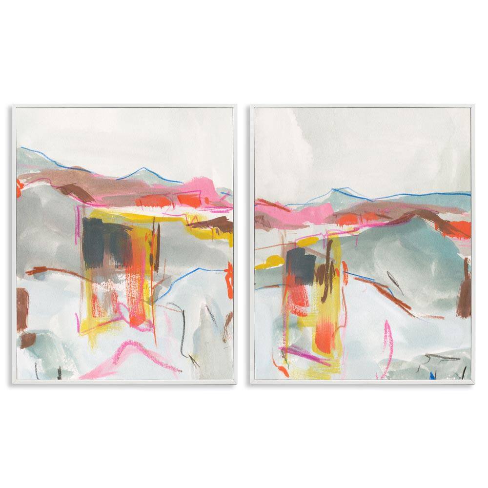 Restless Soft Mountain Abstract by Melissa Wang 2 Pieces White Framed Abstract Giclee Art Print 20 in. x 16 in. price history on PriceWatchPro
