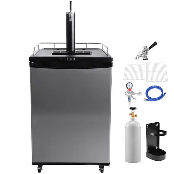 Beer Kegerator Single Tap Draft Beer Dispenser Full Size Keg Refrigerator With Shelves CO2 Cylinder Drip Tray & Rail