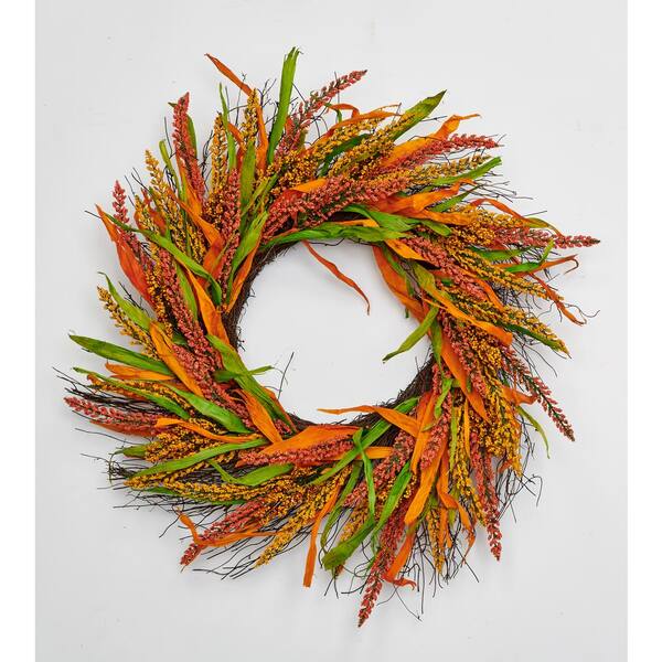 Unbranded 25 in. Heathers and Wild Twigs Fall Wreath