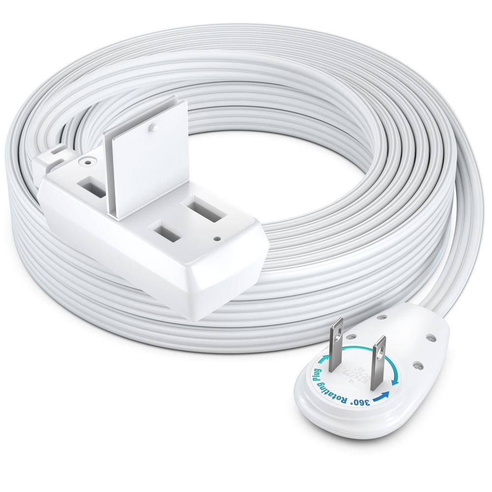 20 ft. 16/2 Light Duty Indoor Extension Cord 360° Rotating Flat Plug 2-Prong Flat Wire with Cover, White price history on PriceWatchPro