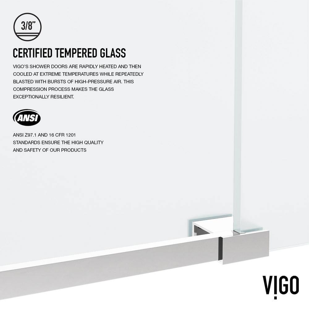 Frameless 60" Frosted Glass Sliding Shower Door with Brushed Stainless Steel Hardware