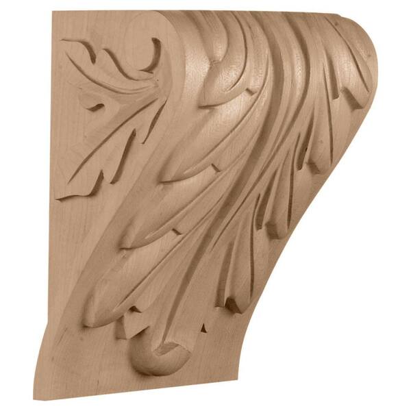 Ekena Millwork 6-3/4 in. x 5-1/2 in. x 9-1/2 in. Poplar Medium Block Acanthus Leaf Corbel