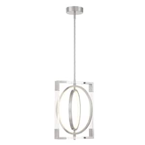 Double Take 150-Watt Equivalence Integrated LED Brushed Nickel Pendant with Clear Acrylic Panels