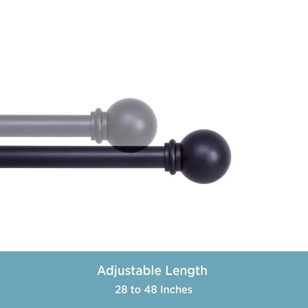 Antique Bronze Finishing,1Pack Inch Diameter with Finials 28 to 48 inch,5/8 Matte Black WL.Rocaille Window Treatment Adjustable Curtain Rods Set