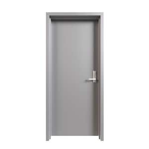 36 in. x 84 in. Left-Handed Gray Primed Steel Commercial Door Kit with Mortise Lock and 180 Minute Fire Rating
