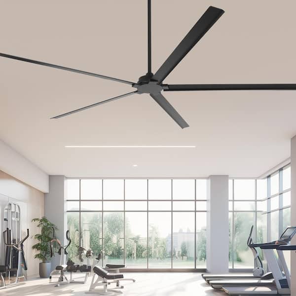 84 in. Indoor/Outdoor Industrial Matte Black Downrod Mount Standard Ceiling Fan with 5 Aluminum Blades
