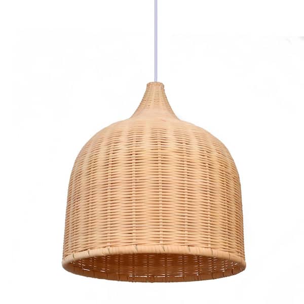 ARTURESTHOME 1-Light Natural Rattan Basket Pendant Light