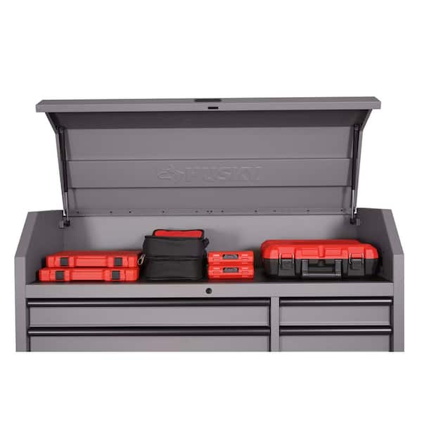 Husky 56 in. W x 22 in. D Heavy Duty 18-Drawer Combination Rolling Tool  Chest and Top Tool Cabinet Set in Matte Gray HOTC5618BD1S - The Home Depot