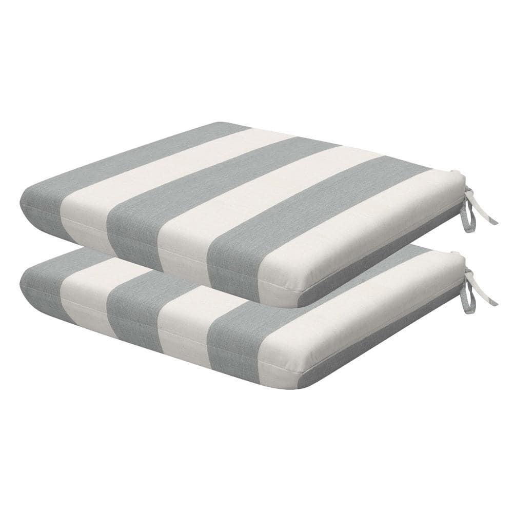 Outdoor Universal Dining Seat Cushion Cabana Stripe Stone Grey (Set of 2)