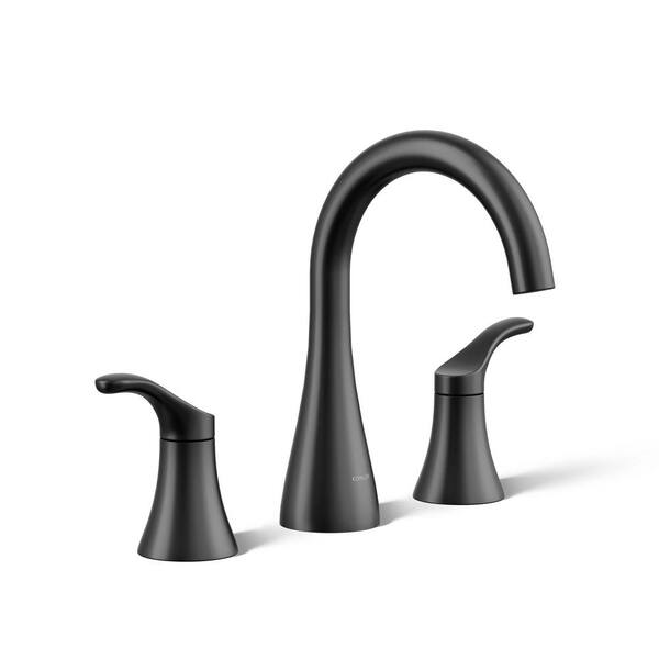 KOHLER Simplice Double-Handle 1.0 GPM 8 in. Widespread Bathroom Sink Faucet in Matte Black