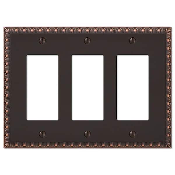 Antiquity 3 Gang Rocker Metal Wall Plate - Aged Bronze