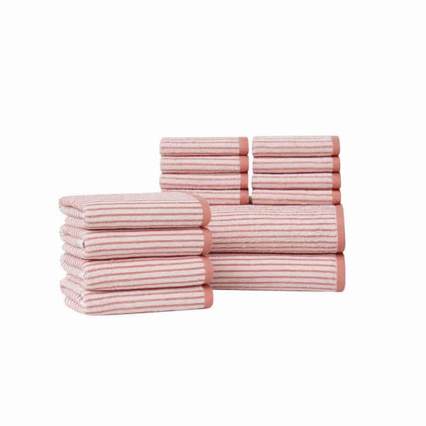 Everyday Jacquard Stripe Rose 14-Piece Cotton Towel Set