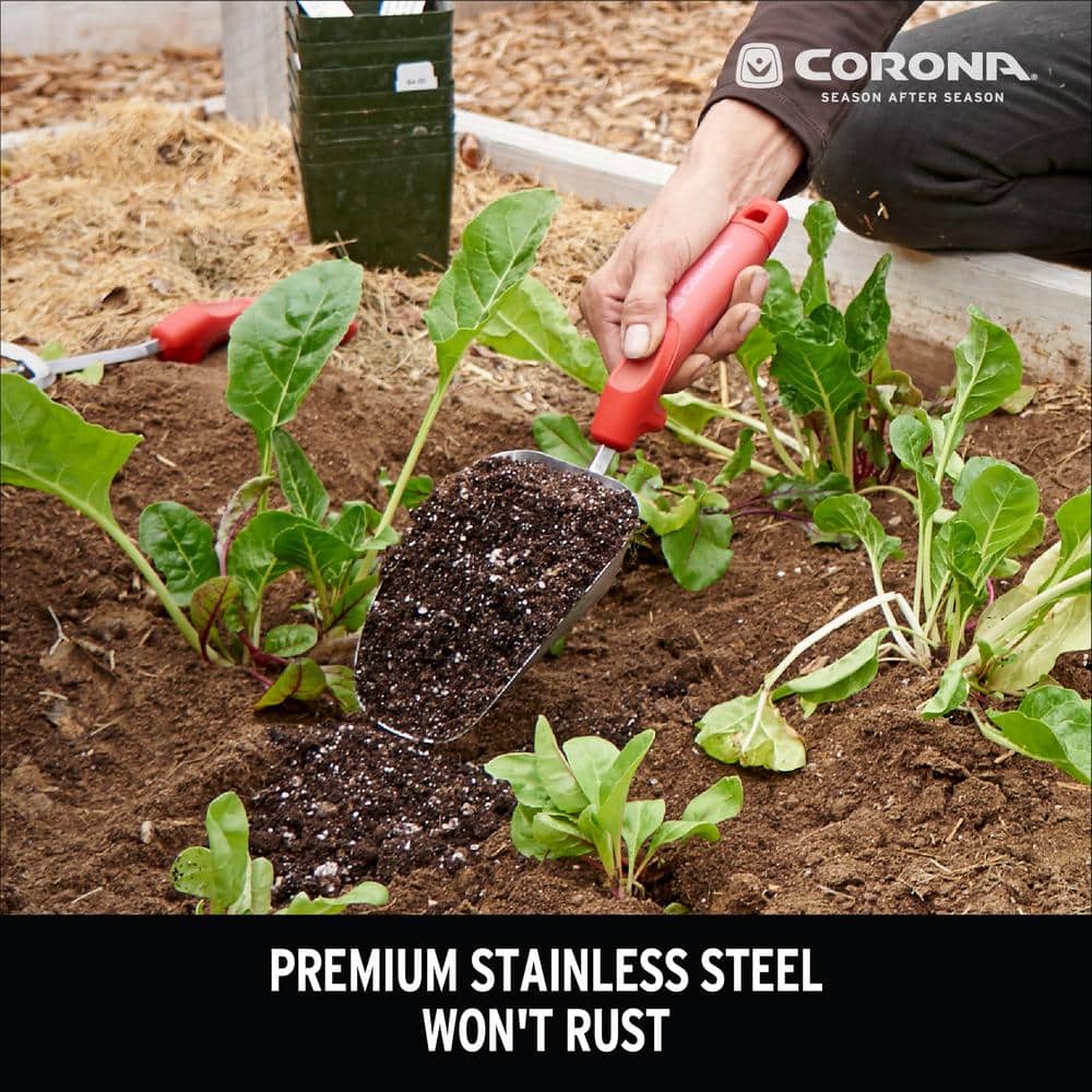Corona Red ComfortGEL Stainless Steel Garden Hand Scoop