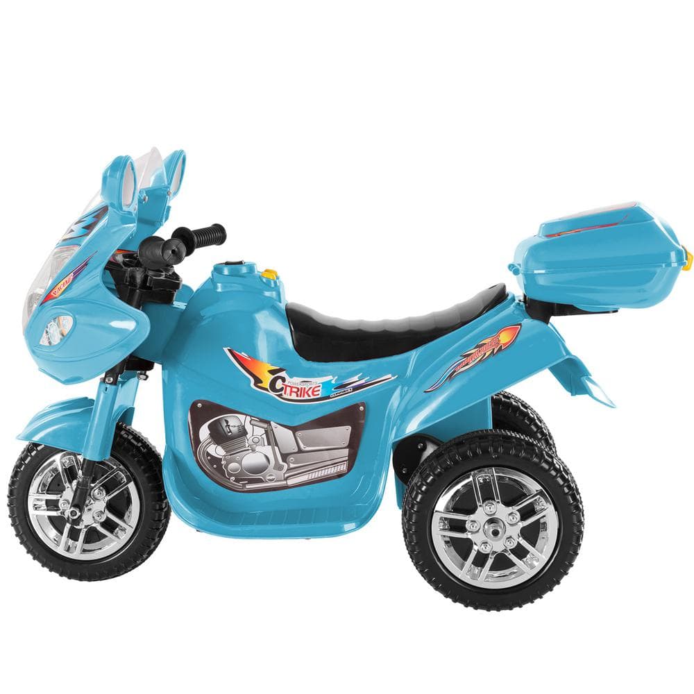 Toy Time Kids Motorcycle - 3-Wheel Electric Ride-On Car with Reverse, Sounds, Headlights - Blue