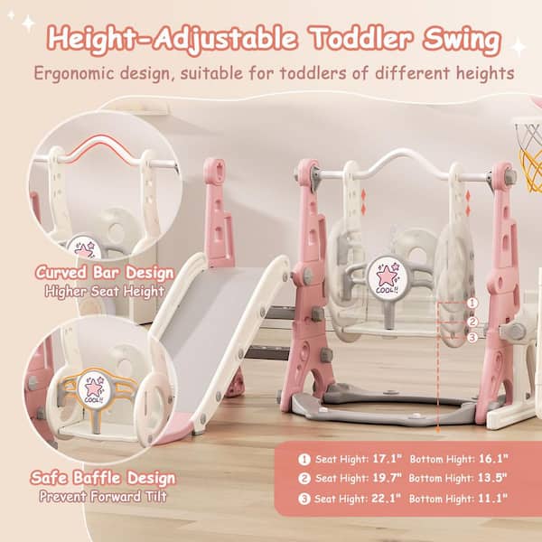 Toddler Swing and Slide Set-6-in-1 with Basketball Hoop, Golf and Ring Toss, ASTM Certified Playground for Kids Ages 1-4