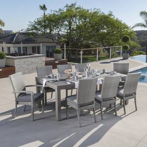 Cannes 9-Piece Patio Woven Dining Set with Charcoal Grey Cushions