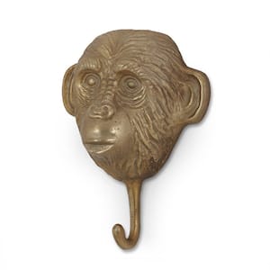 Modern Handcrafted Design 10 in. Wall-Mounted Towel Rack, Aluminum Monkey Head Hanger, Single Wall Hook in Antique Brass