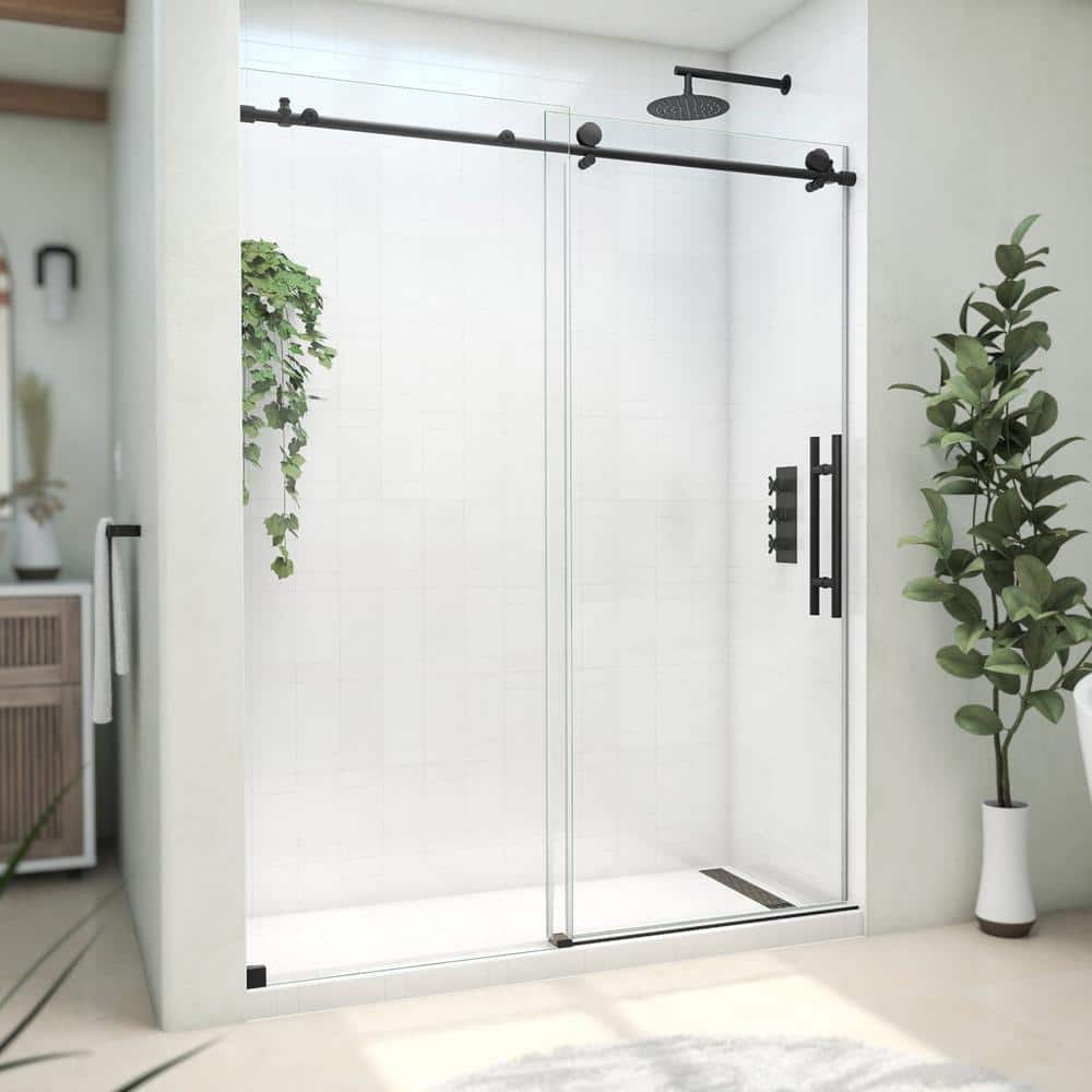 Continuum 56-60 in. W x 76 in. H Clear Sliding Frameless Shower Door in Matte Black price history on PriceWatchPro