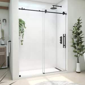 Continuum 56-60 in. W x 76 in. H Clear Sliding Frameless Shower Door in Matte Black