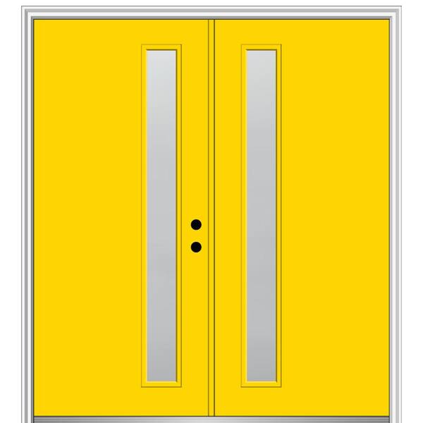MMI Door 60 in. x 80 in. Viola Left-Hand Inswing 1-Lite Frosted Painted Fiberglass Smooth Prehung Front Door on 4-9/16 in. Frame