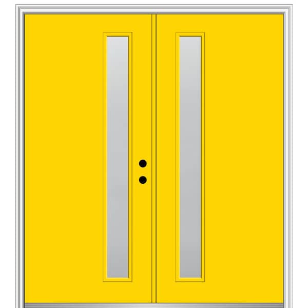 MMI Door 60 in. x 80 in. Viola Left-Hand Inswing 1-Lite Frosted Painted Fiberglass Smooth Prehung Front Door on 6-9/16 in. Frame