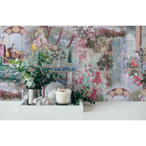 Fenmore Indian Safari Multi-Colored Non Pasted Non Woven Wallpaper Sample