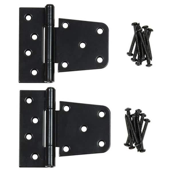 NUVO IRON 6 in. x 4 in. Black Galvanized Steel Tee Hinge (2-Pack)