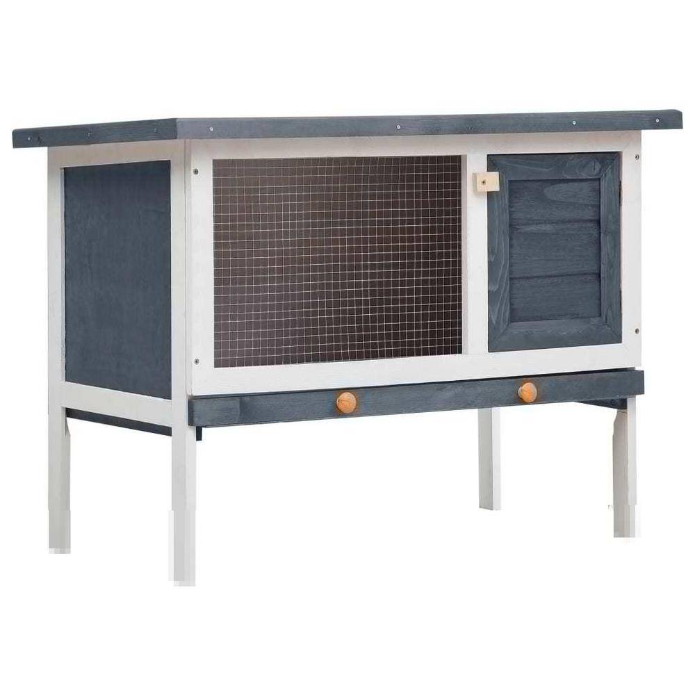 Outdoor Rabbit Hutch 1 Layer Gray Wood H-D0102HEL31A - The Home Depot