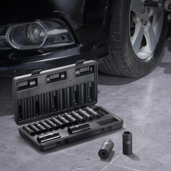 3/8 in. Impact Sockets Set 6-Point Drive Bit Ratchet Tool Kit Case (15-Piece)