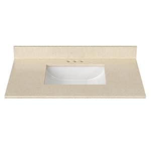 37 in. W x 22 in. D Cultured Marble Rectangular Undermount Single Basin Vanity Top in Winter Snow