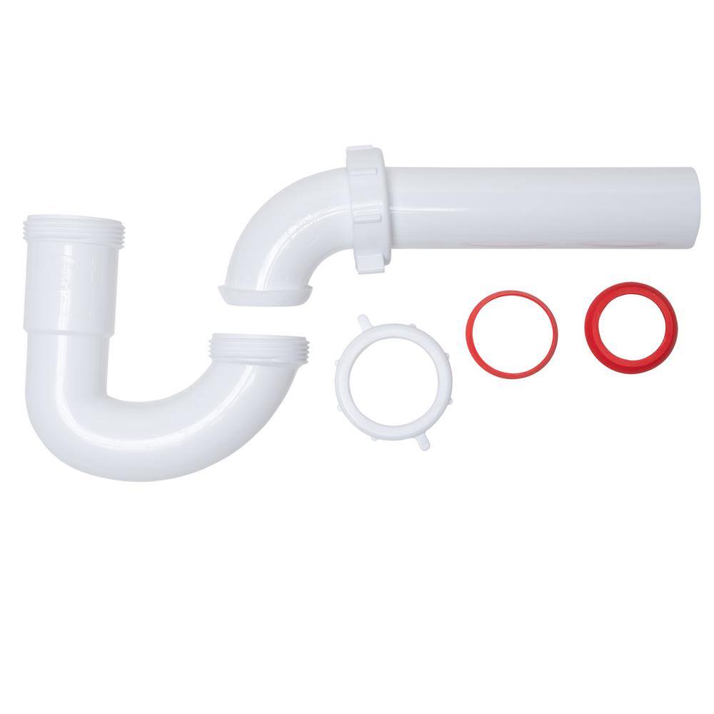 White 1-1/2" Plastic P-Trap with Reversible J-Bend