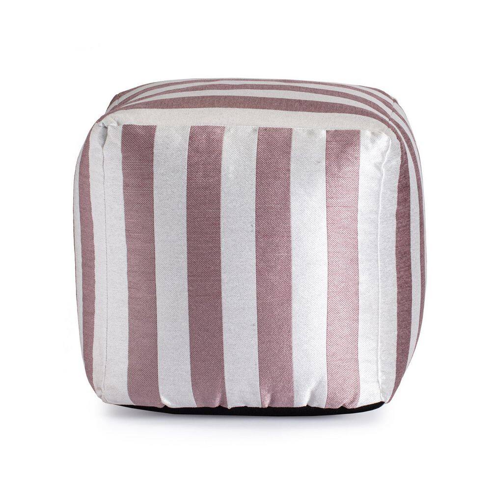 Cape May Rose 18 in. x 18 in. x 18 in. Pink and Ivory Pouf