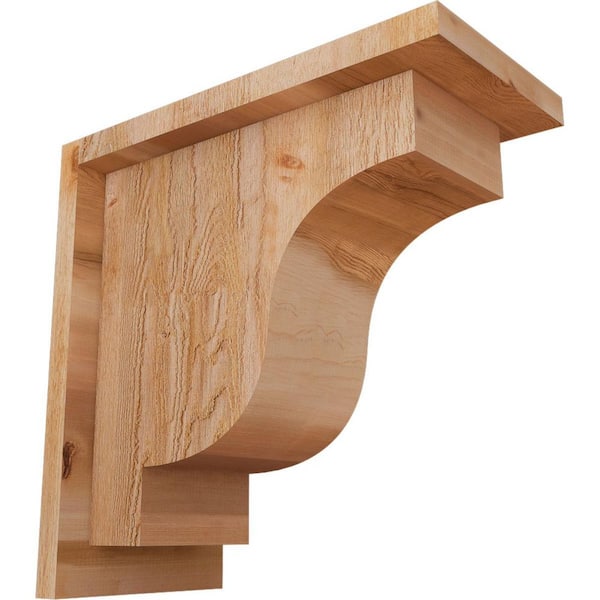Ekena Millwork 6 in. x 12 in. x 12 in. Western Red Cedar Newport Rough Sawn Corbel with Backplate