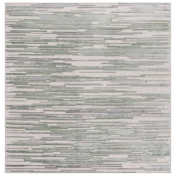 SAFAVIEH Orchard 7 ft. x 7 ft. Gray/Green Abstract Striped Square Area ...