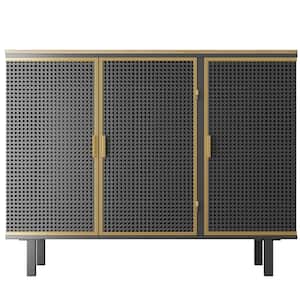 Dark Gray 3 Doors Modern Sideboard Freestanding Sideboard Storage Cabinet Entryway Floor Cabinet