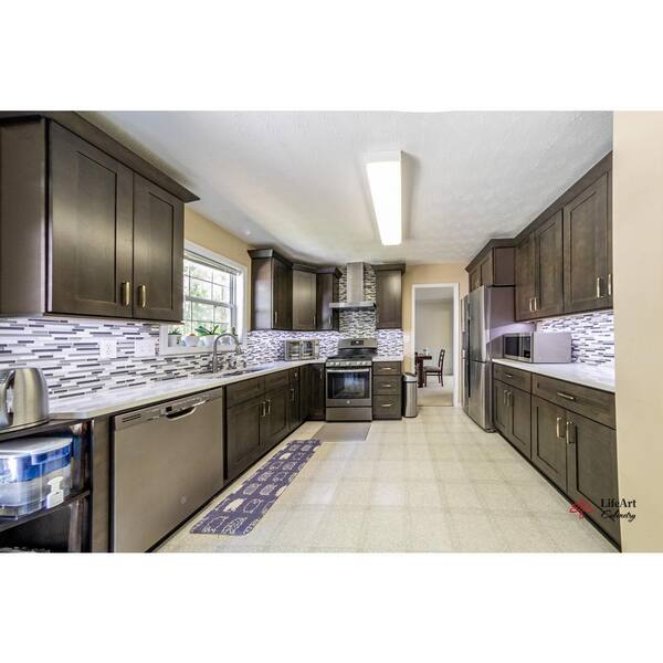 LIFEART CABINETRY Lancaster Shaker Assembled 18x96x27 in. Tall Pantry with 2 Doors in Stone Wash