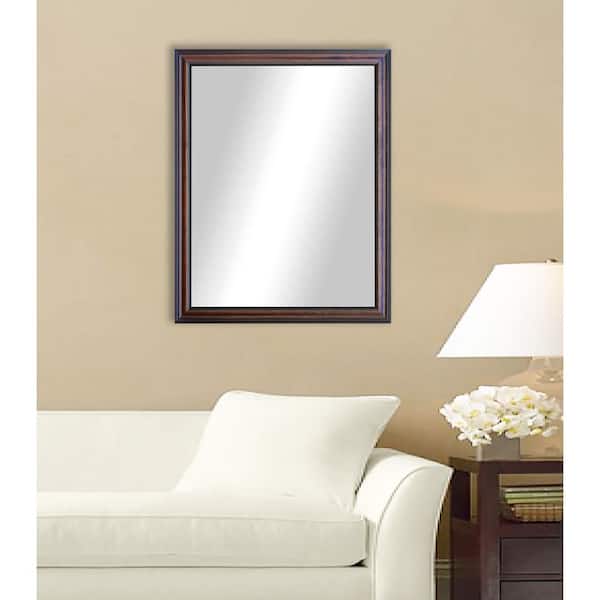 Unbranded 27 in. W x 33 in. H Framed Rectangular Bathroom Vanity Mirror in Walnut