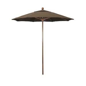 7.5 ft. Woodgrain Aluminum Commercial Market Patio Umbrella Fiberglass Ribs and Push Lift in Cocoa Sunbrella